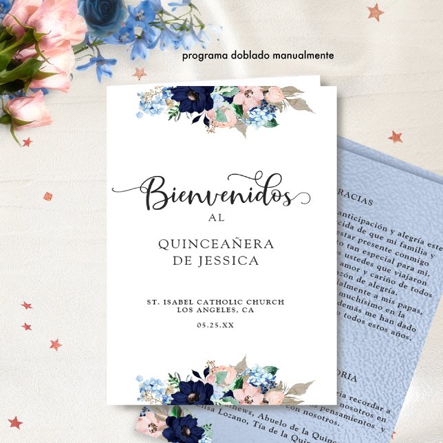 Programa de Quinceañera en Español, Azul y Rosa (Skapare uppladdad)