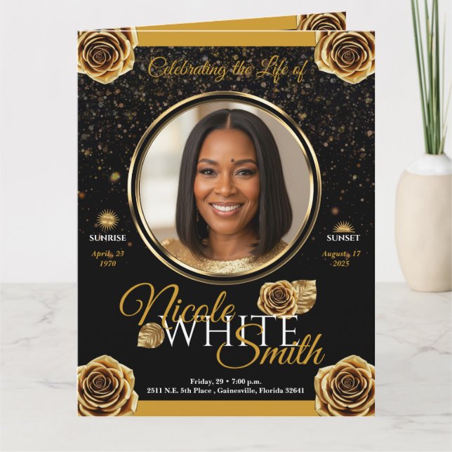 Programa Funerario Premiun 4 paginas Oro y Negro Kort (Framsida)