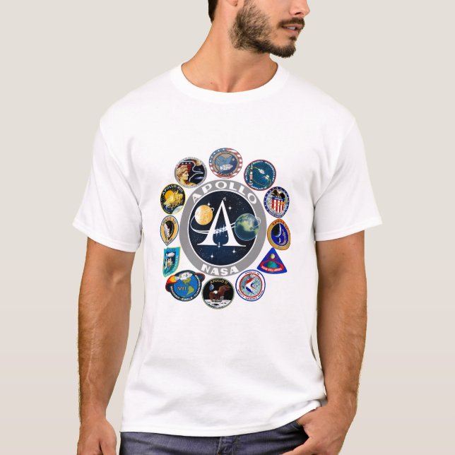 Programbeskickningar för NASA Apollo lappar emblem T Shirt (Framsida)