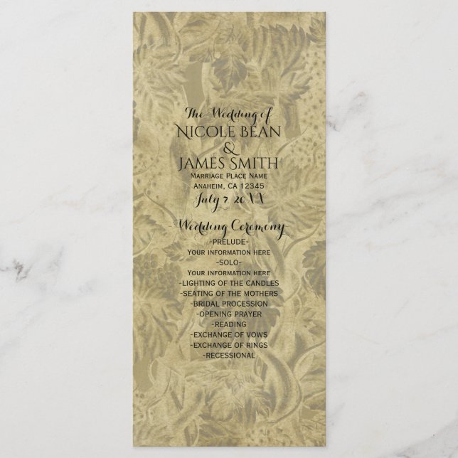 Programevenemang för druvvinodling Elegant bröllop Program (Framsida)