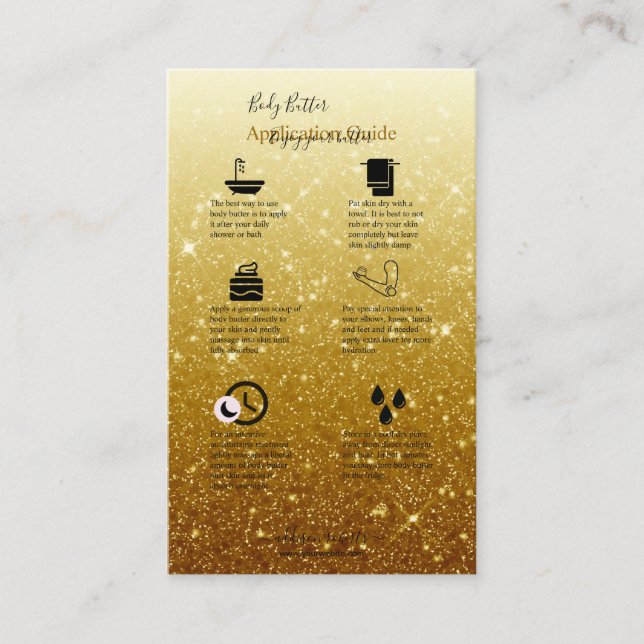 Programguide för Body Butter Application Guide Gul Visitkort (Framsida)