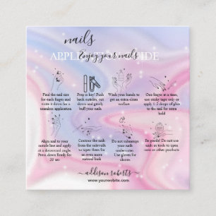 Programguide för glitter Rosa Marble Stänk Nagel Fyrkantigt Visitkort