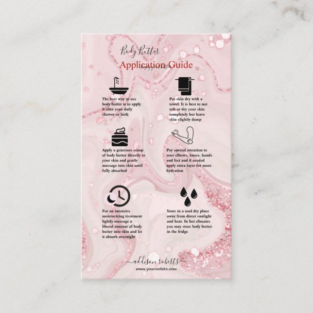 Programguiden för Body Butter Application Guide Ro Visitkort (Framsida)