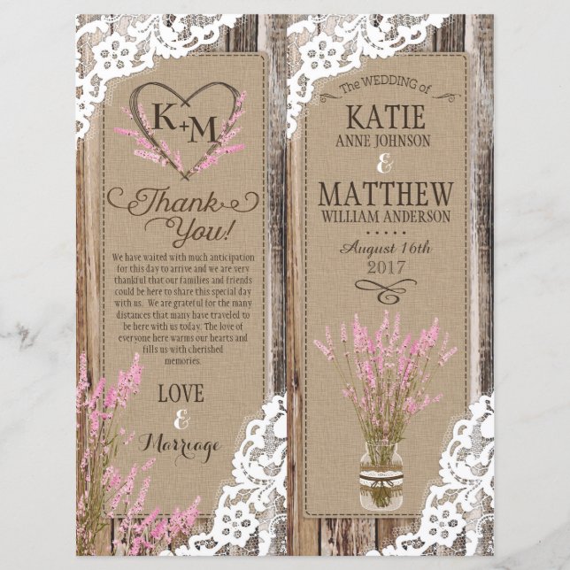 Programkort för Blommigt av Rustic Wood Lavender S (Framsida)