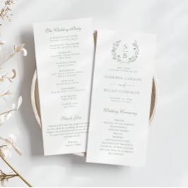 Programkort för botaniskt monogram Grönt för andni Meny