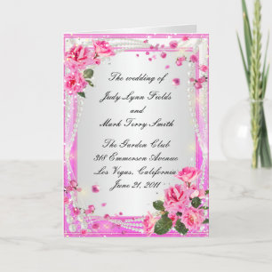 Programkort för rosa ros och pärlor program