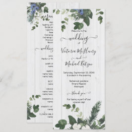 Programkort för Rustic White Wood Blommigt & Gräs Meny
