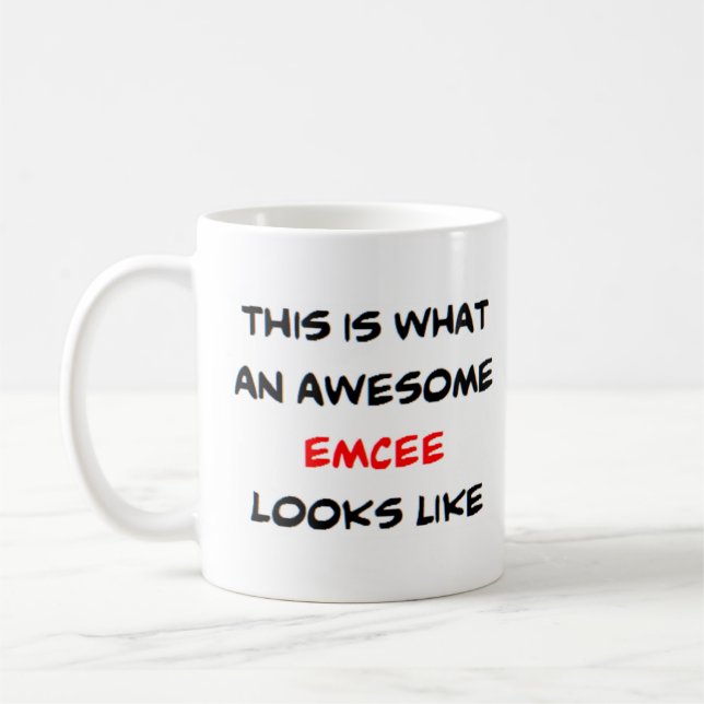 programledare, fantastisk kaffemugg (Vänster)