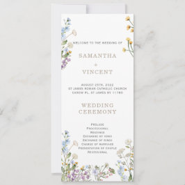 Programmall för personlig Wildblommor Boho Inbjudningar