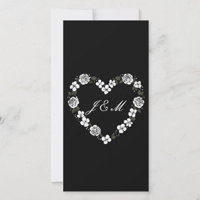 Programme de mariage en noir et blanc   julkort (Baksida)