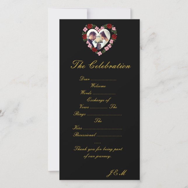 Programme de mariage rose et noir  (Framsida)