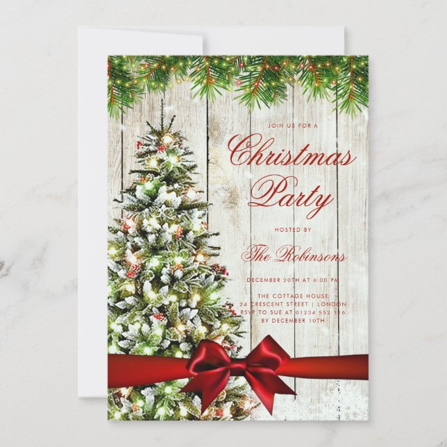 Programmeny för Rustic Winter Julgran Inbjudan (Framsida)