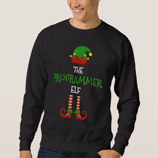Programmer Älva Familj Matchande Grupp Pyjamas Jul Lång Ärmad Tröja (Framsida)