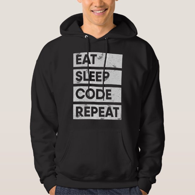 Programmer Äter Sova Kod Upprepa Kodning Hoodie (Framsida)