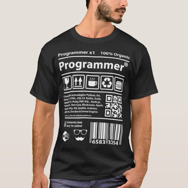 Programmer barcode devops developer scrum coding j t shirt (Framsida)