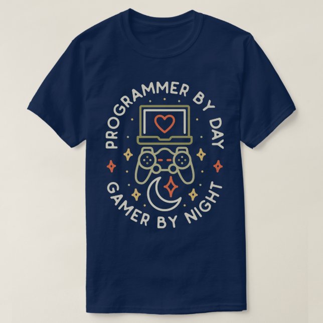 Programmer By Day Gamer By Night ConsoleCoding Gee T Shirt (Design framsida)
