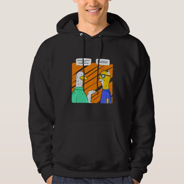 Programmer Cat and Goose  Geek  Computer Joke Hoodie (Framsida)
