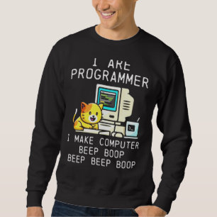Programmer Cat Beep Boop-kodning Lång Ärmad Tröja