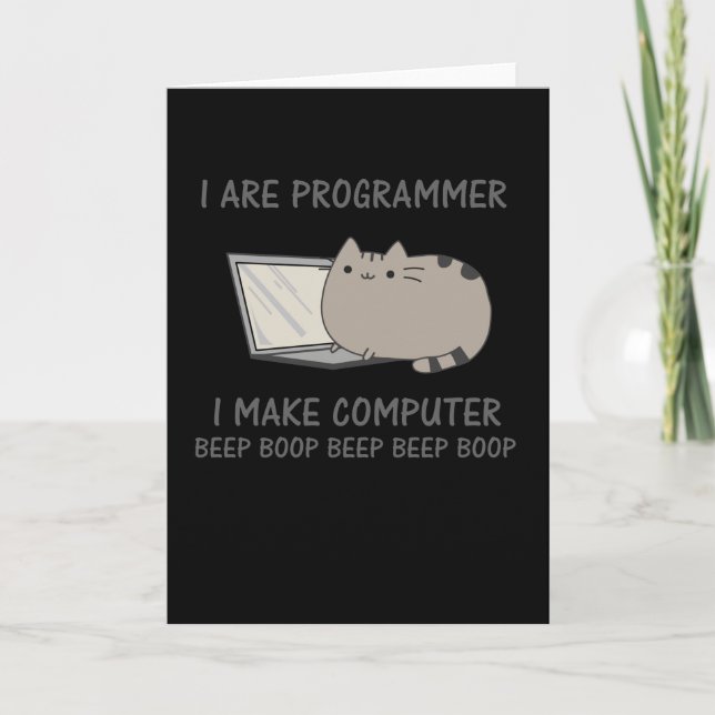 Programmer Funny Cat Computer Nerd Kort (Framsida)