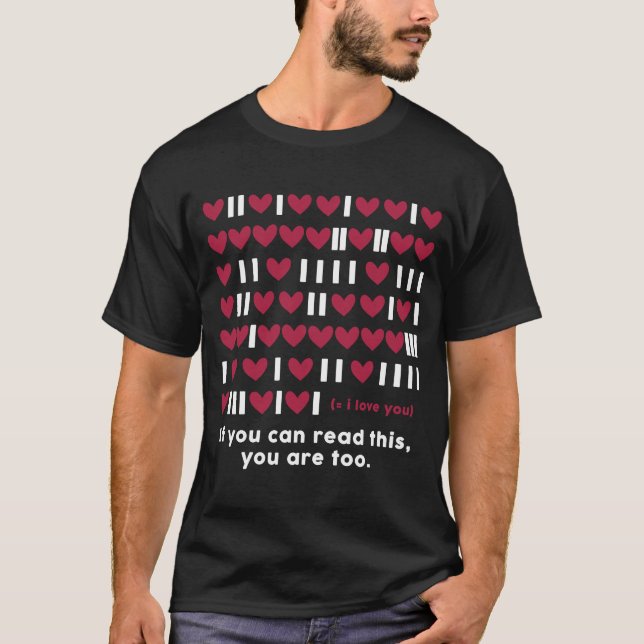 Programmer Geek Binary Code Heart Valentine Develo T Shirt (Framsida)