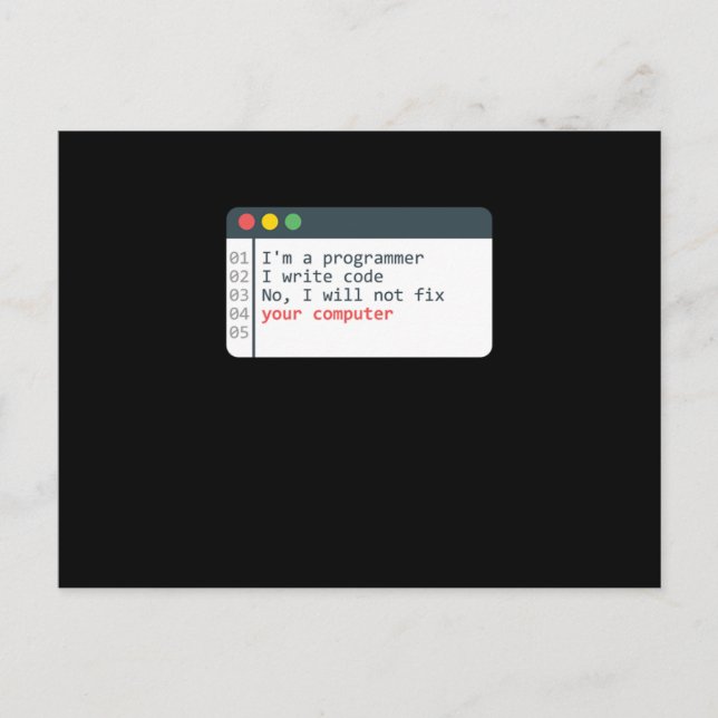 Programmer HTML Computer Coder Coding Programming  Vykort (Framsida)