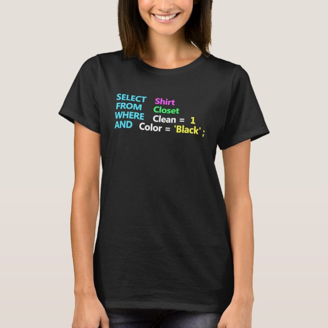 Programmer SQL Quest Geek Database Coding T Shirt (Framsida)