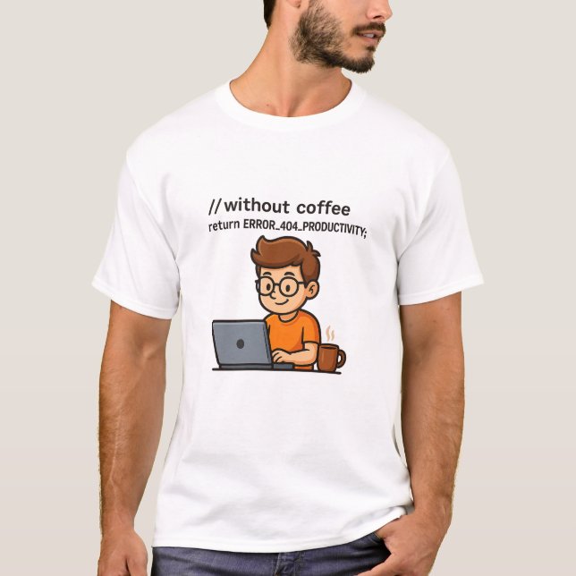 Programmer T-Shirt – Error 404 Productivity (Framsida)