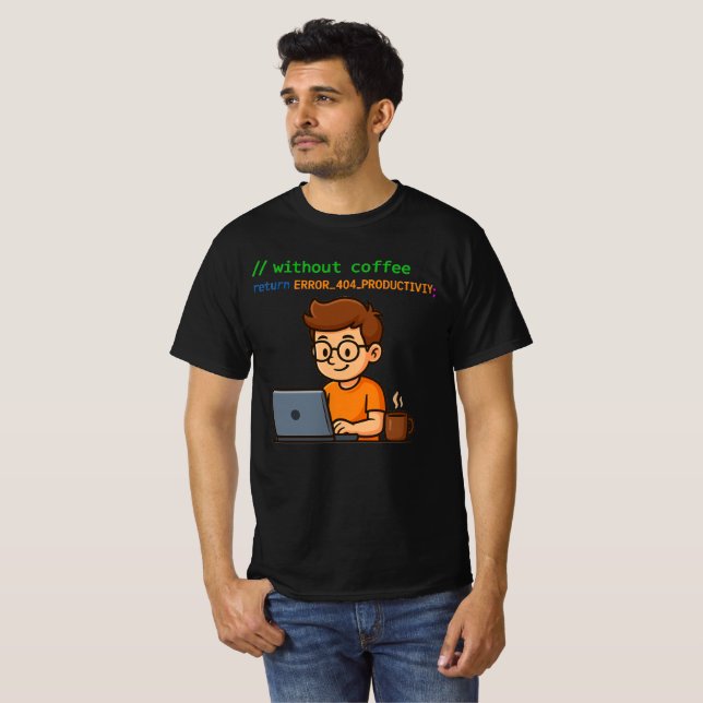 Programmer T-Shirt – Error 404 Productivity (Hel framsida)