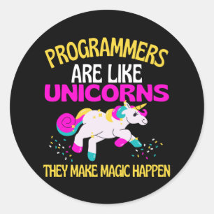 Programmer Unicorn , Magic Unicorn Programmers Runt Klistermärke