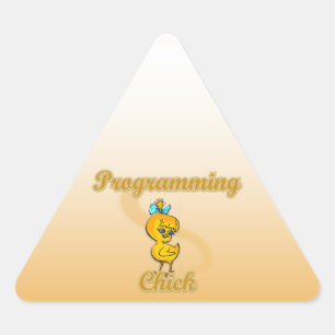 Programmera chicken triangelformat klistermärke