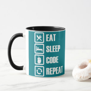 Programmera kaffe koppar: EAT-SLEEP-CODE-REPEAT Mugg
