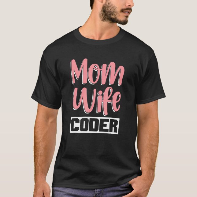 Programmerar Hustru Programmering Kodning Mjukvara T Shirt (Framsida)
