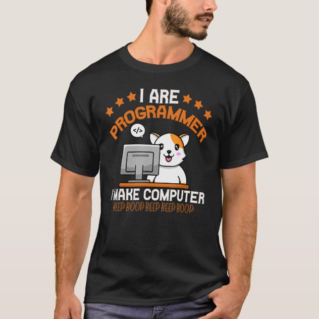 Programmerare Cat Animal Coding Squad Ingenjör T Shirt (Framsida)