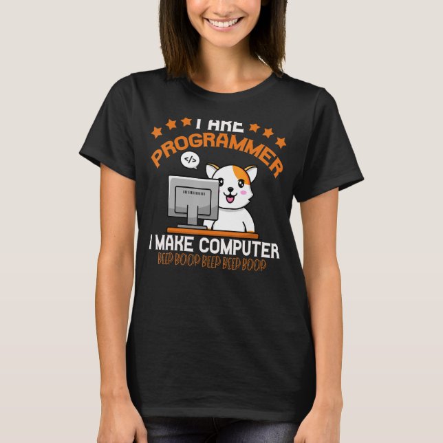 Programmerare Cat Animal Coding Squad Ingenjör T Shirt (Framsida)