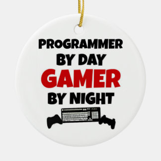 Programmerare efter dagspelare efter natt julgransprydnad keramik