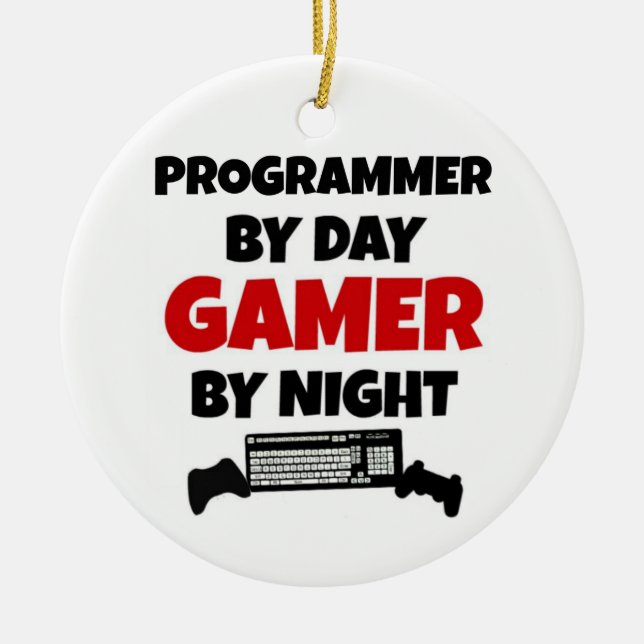 Programmerare efter dagspelare efter natt julgransprydnad keramik (Framsidan)