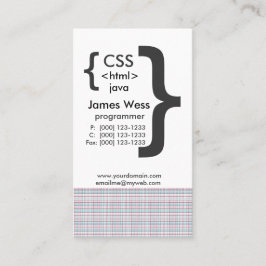 Programmerare för Techie Java CSS datorwebben Visitkort