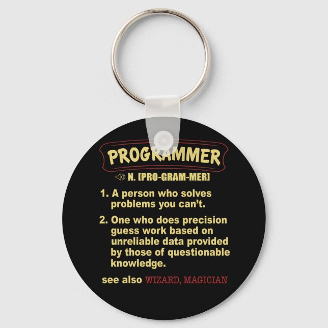Programmerare Funny Dictionary Definition T Shirt Nyckelring (Framsida)