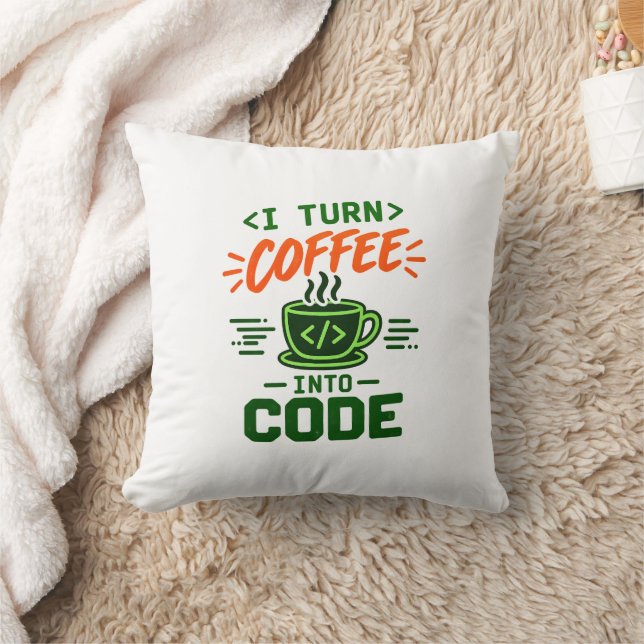 Programmerare IT Humor Jag Förvandlar Kaffe Till K Kudde (Filt)