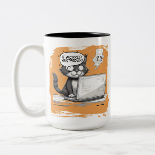 Programmerare katt humor felsökning är katastrofal Två-Tonad mugg