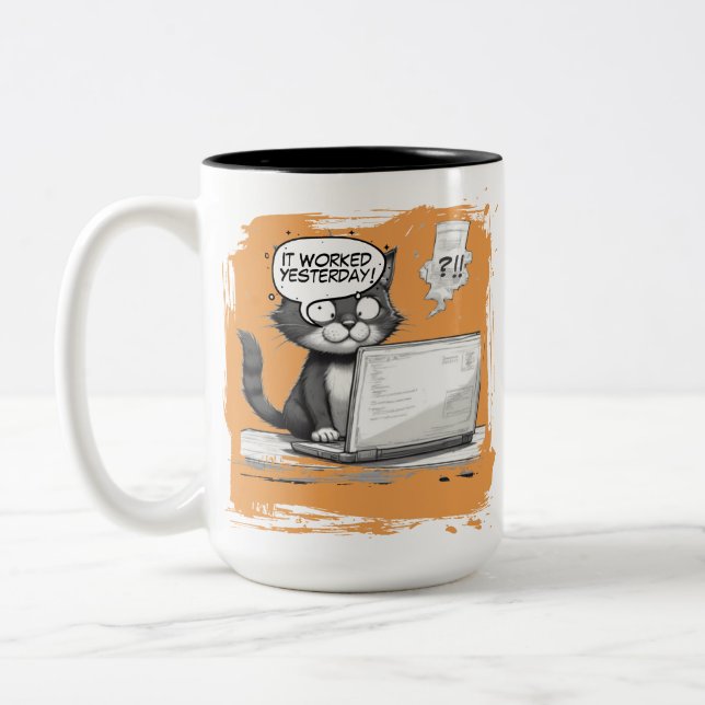 Programmerare katt humor felsökning är katastrofal Två-Tonad mugg (Vänster)