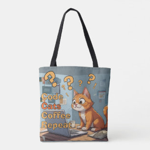 Programmerare Katt Humor Kod, Katter, Kaffe – Uppr Tygkasse