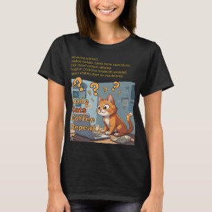 Programmerare Katt Kod Kaffe Upprepa Design T Shirt