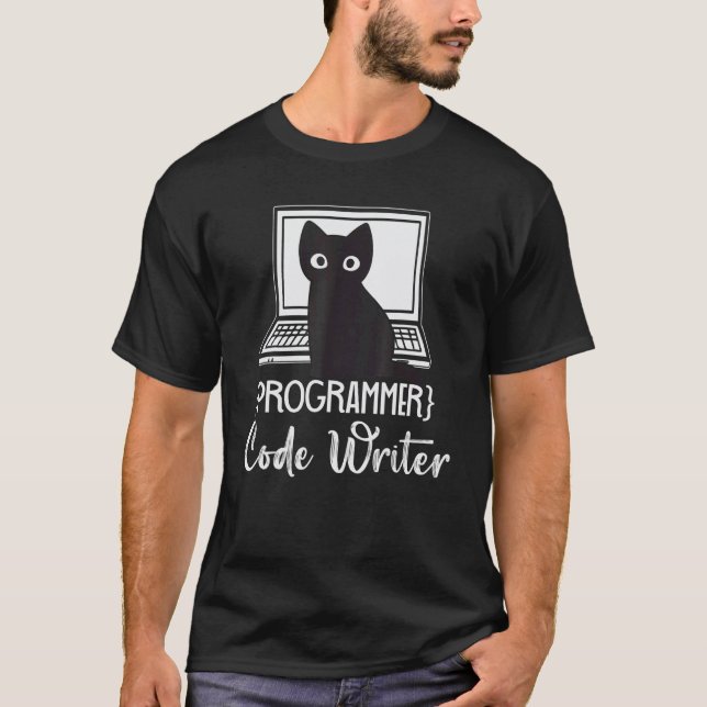 Programmerare Kod Skrivare Programmering Katt Mjuk T Shirt (Framsida)