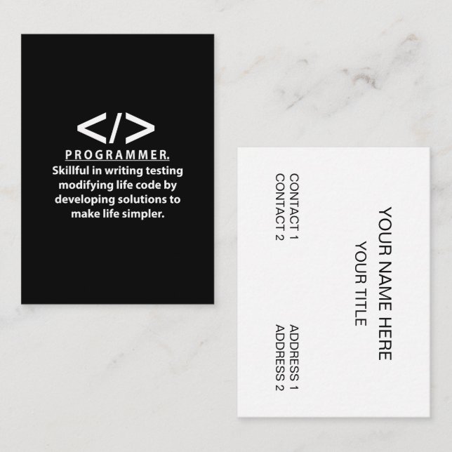 Programmerare Kodare Utvecklare Programmerare Visitkort (Fram/baksida)