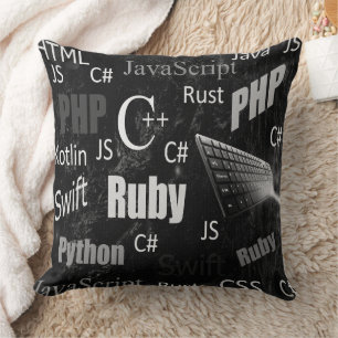 Programmerare Mönster Black and White Kudde