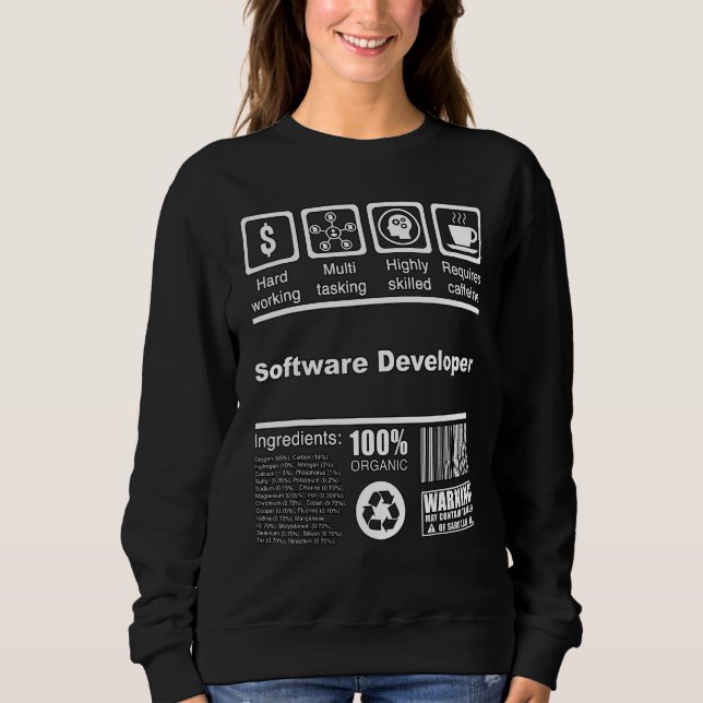 Programmerare Näringsinformation Utvecklare T Shirt (Framsida)