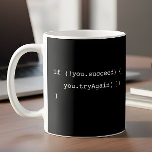 Programmerare om du inte lyckas svart kaffemugg