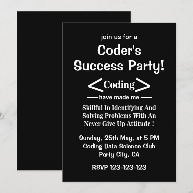 Programmerare Utvecklare Kodare Programmerare Inbjudningar (Fram/baksida)