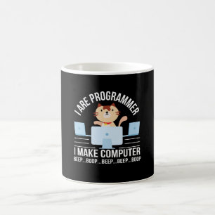 Programmerarekattälskare gör datoren att att sä kaffemugg